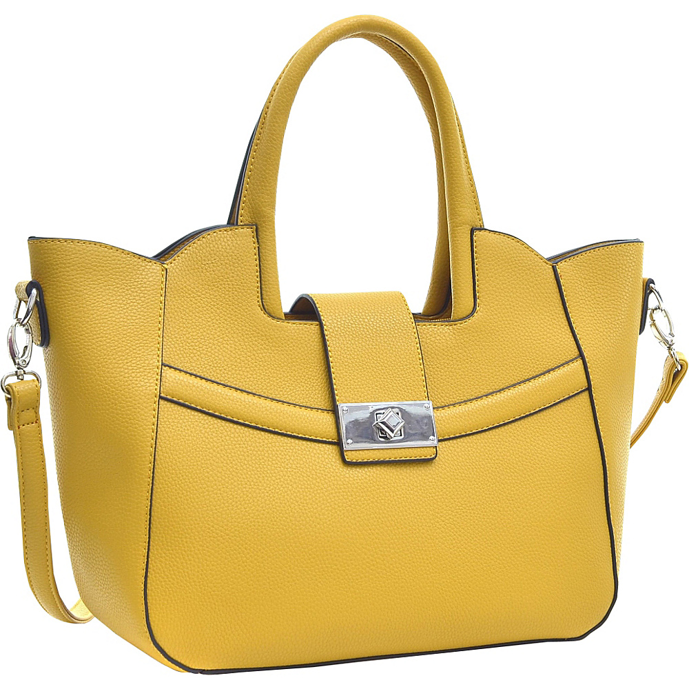 Dasein Fold Over Winged Satchel with Shoulder Strap Yellow Dasein Manmade Handbags