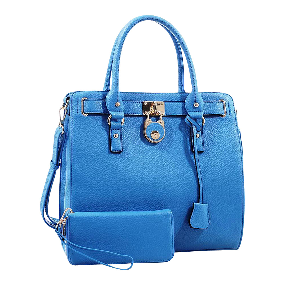 MKF Collection Chippy Handbag With Matching Wallet Blue MKF Collection Manmade Handbags