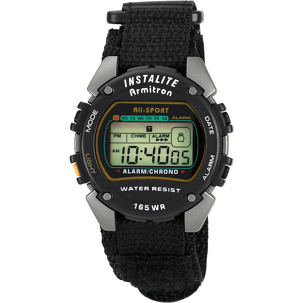 Armitron Sport Mens Chronograph Instalite Black Digital Watch Black Armitron Watches