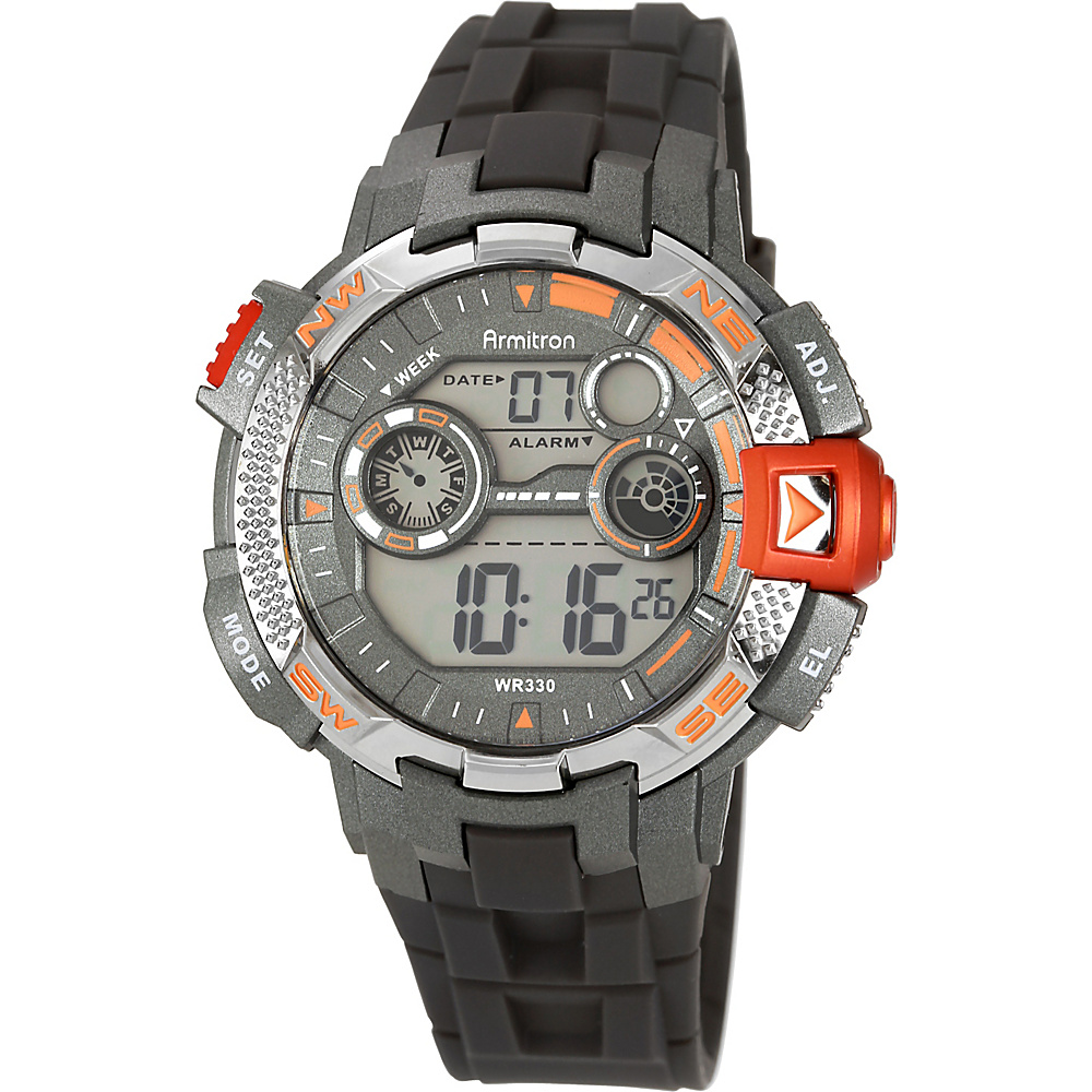 Armitron Mens Sport Metallic Accented Resin Strap Digital Chronograph Watch Orange Armitron Watches