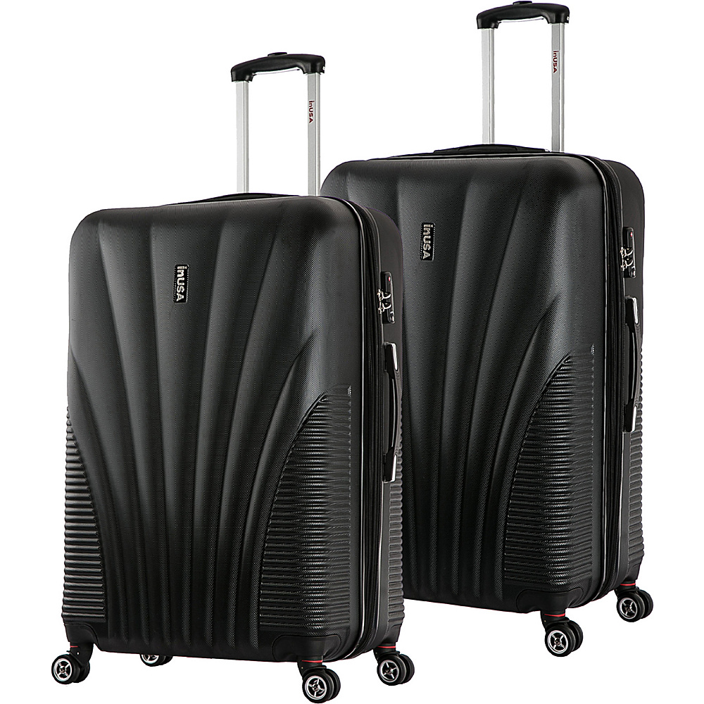 inUSA Chicago ML 2 Piece Lightweight Hardside Spinner Luggage Set Black inUSA Luggage Sets