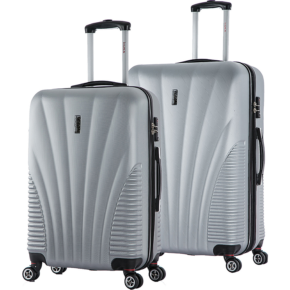 inUSA Chicago ML 2 Piece Lightweight Hardside Spinner Luggage Set Silver inUSA Luggage Sets