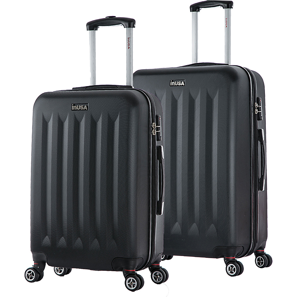 inUSA Philadelphia ML 2 Piece Lightweight Hardside Spinner Luggage Set Black inUSA Luggage Sets