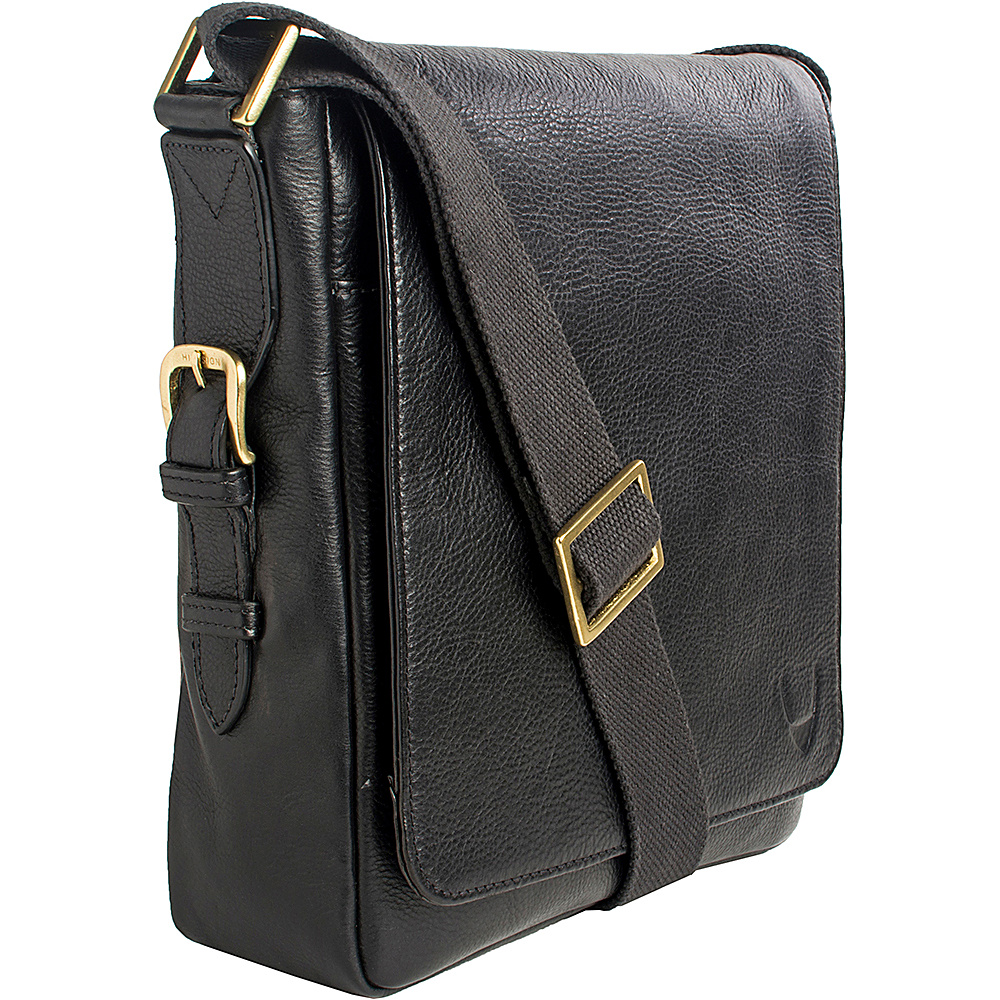 Hidesign William Vertical Leather Messenger Black Hidesign Messenger Bags