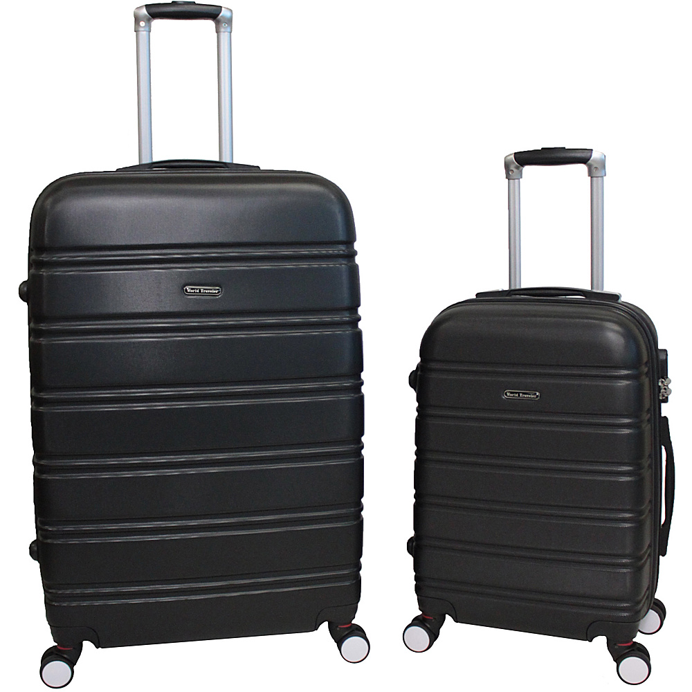 World Traveler Bristol 2 Piece Hardside Spinner Luggage Set Black World Traveler Luggage Sets