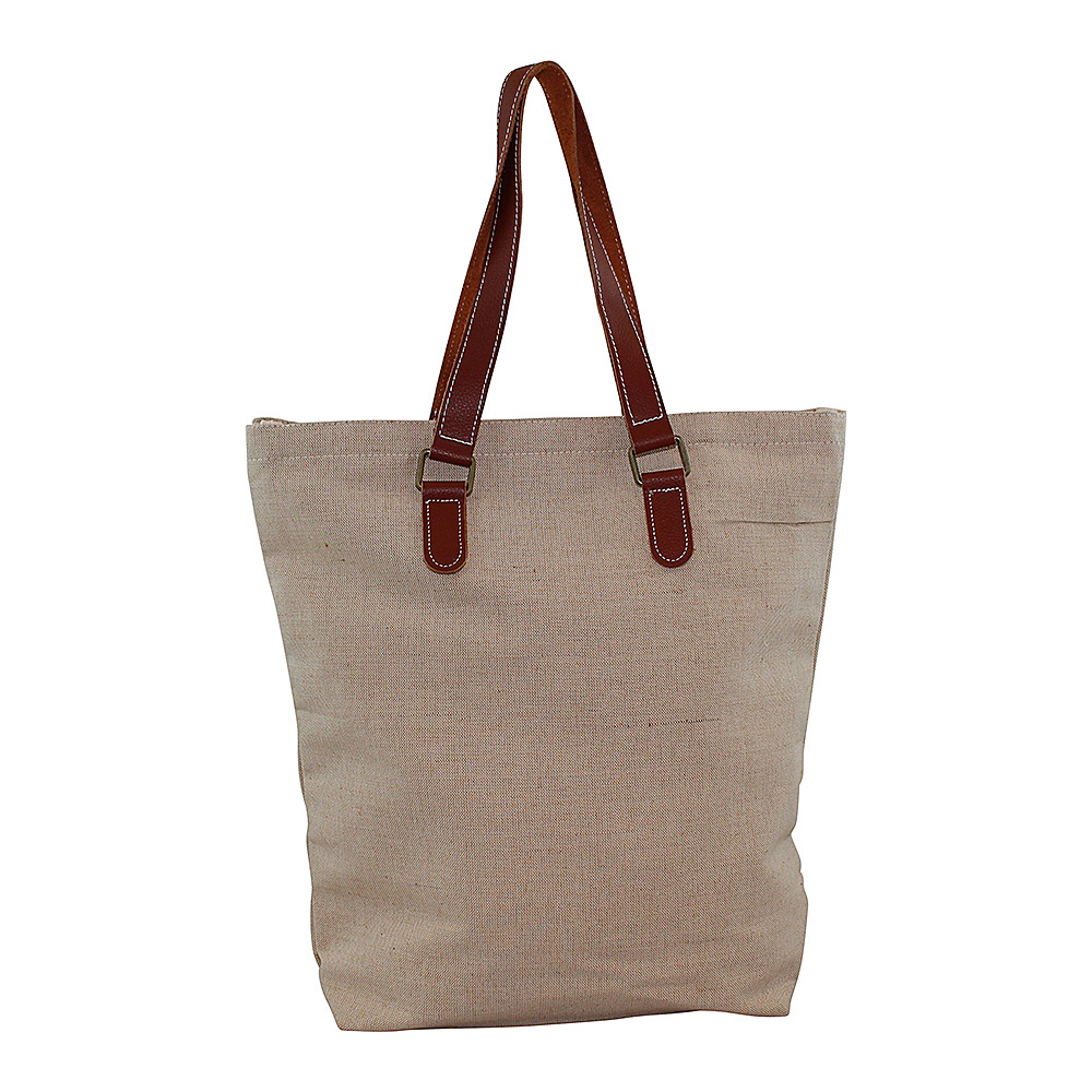 CB Station Jute and Leather Tote Natural CB Station Fabric Handbags