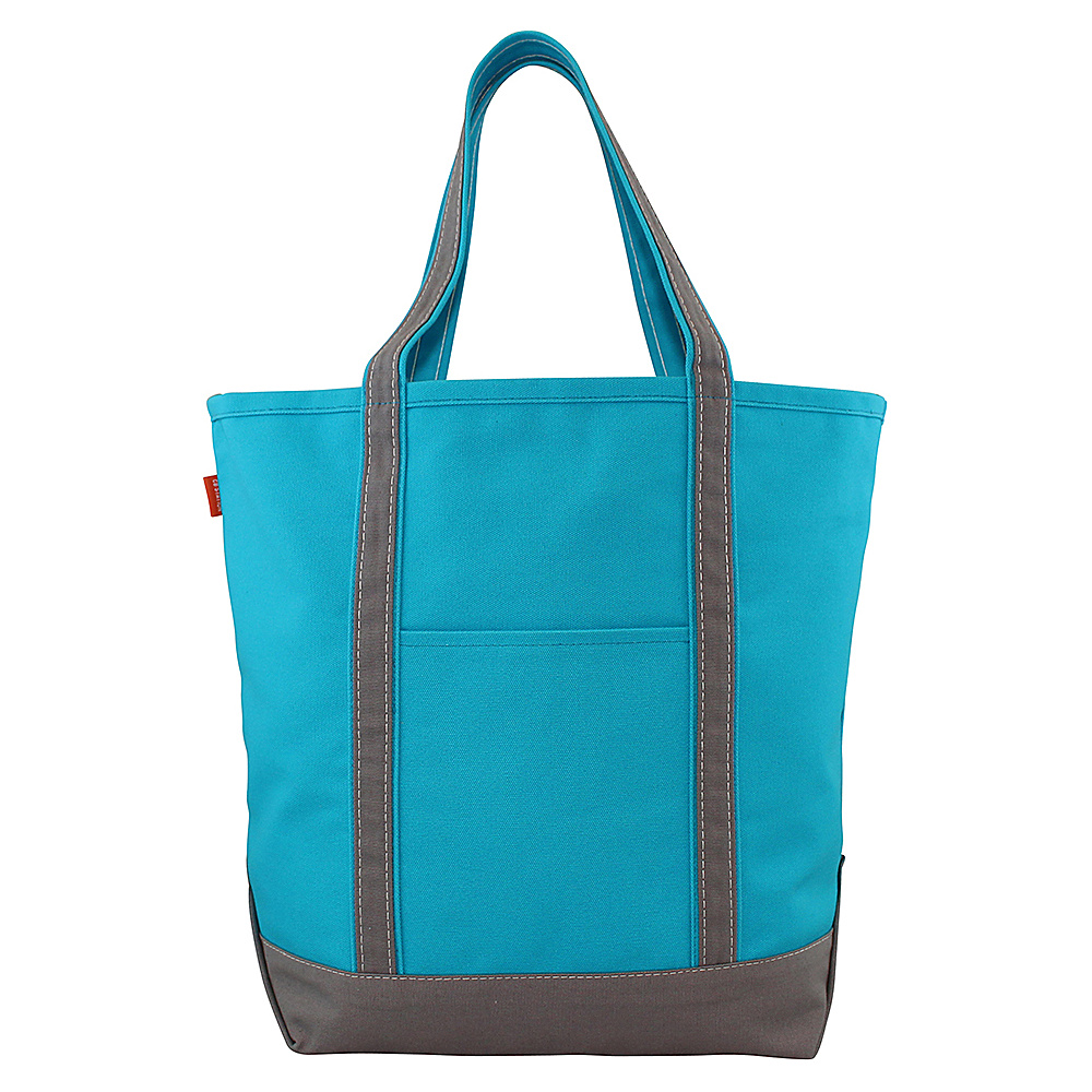 CB Station Tall Boat Tote Solid Turquoise Grey CB Station Fabric Handbags