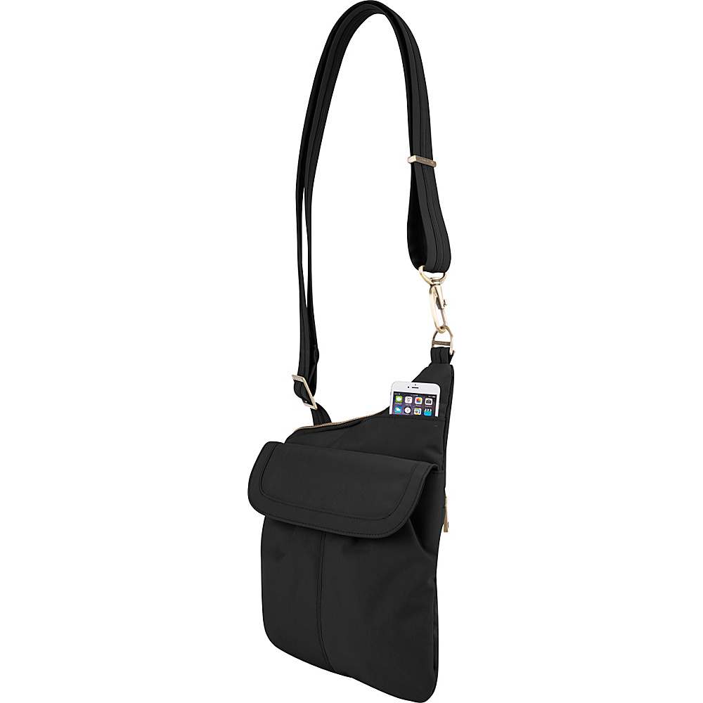 Travelon Anti Theft Signature Slim Crossbody Bag Black Teal Travelon Fabric Handbags