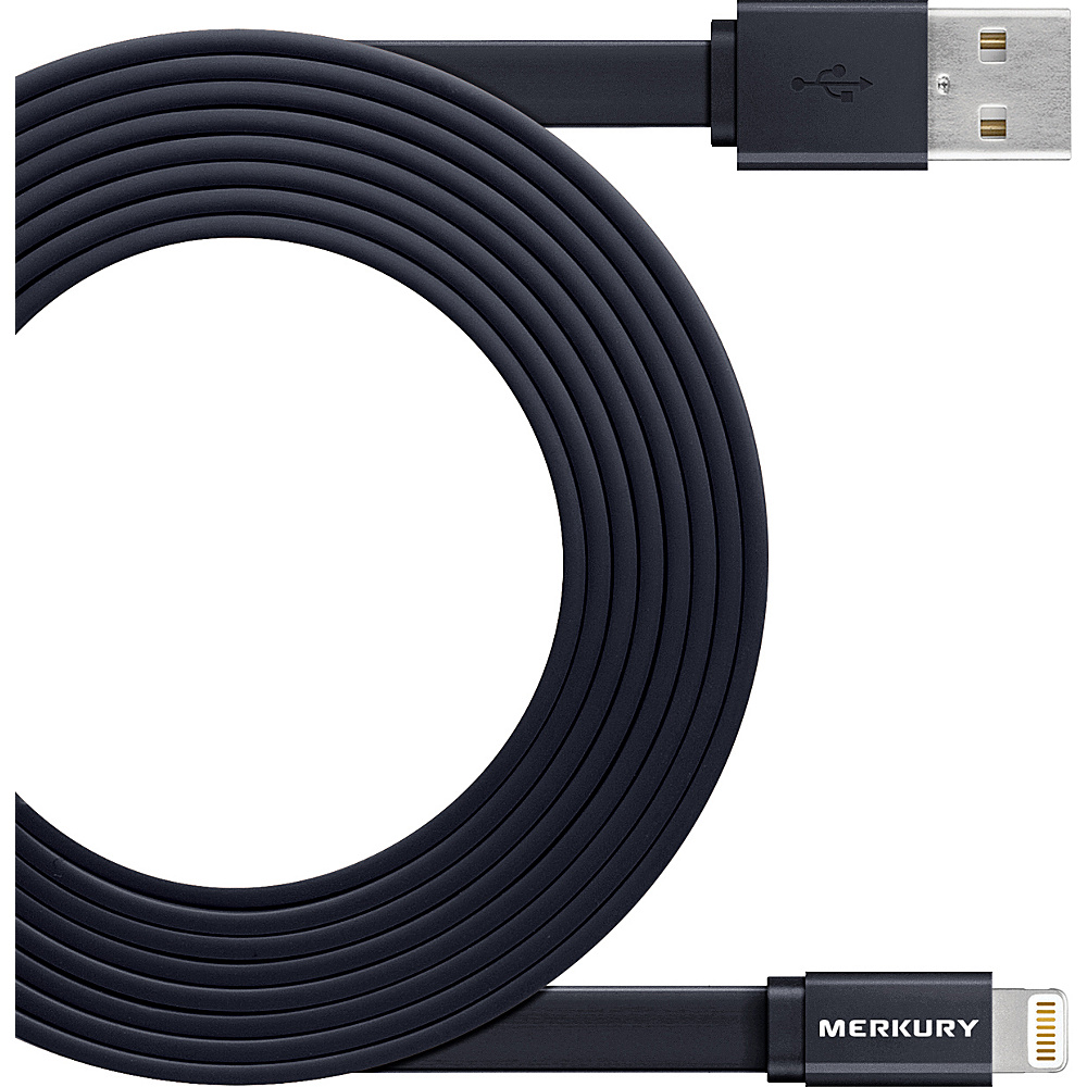 Merkury Innovations 10 ft. Flat Tangle Free Lightning USB to 8 Pin Cable Black Merkury Innovations Electronics