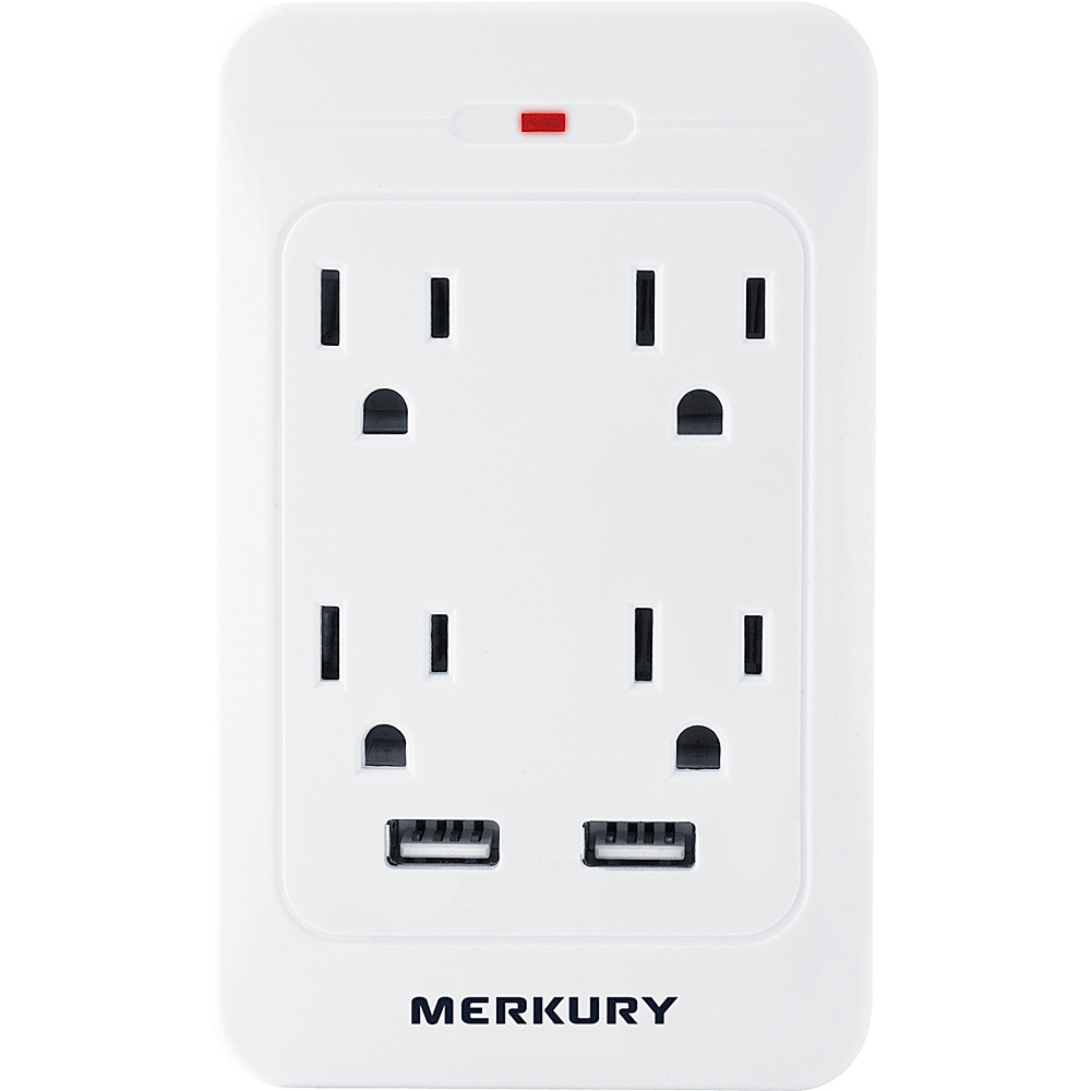 Merkury Innovations 4 AC Outlet and 2 USB Port 3.1 Amp Power Charging Station with Surge Protector White Merkury Innovations Electronics