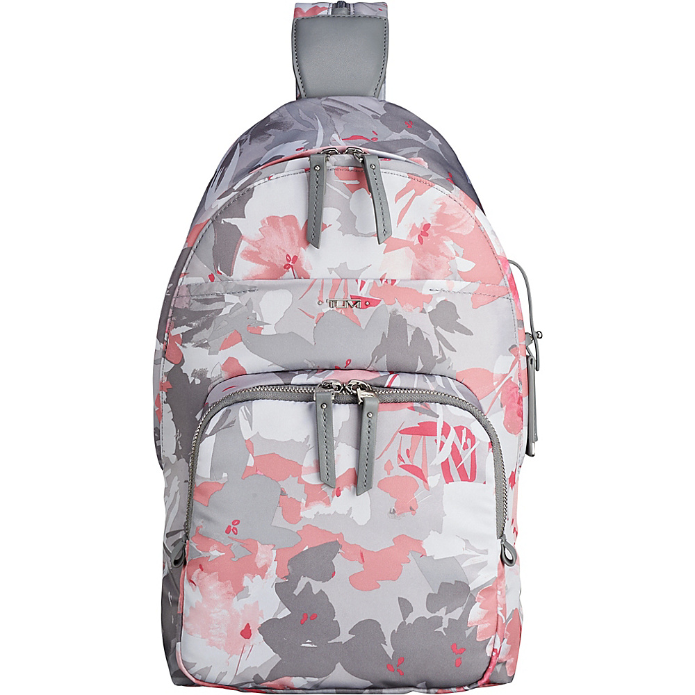 Tumi Nadia Convertible Backpack/Sling Grey Floral Print - Tumi Manmade Handbags