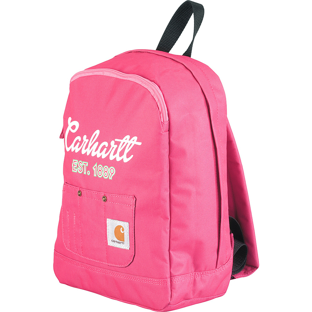 Carhartt Junior Bib Pocket Pack Pink Script Carhartt School Day Hiking Backpacks