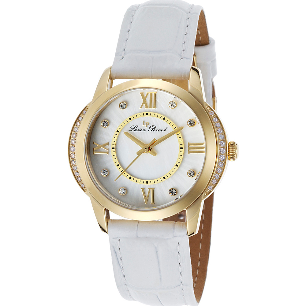Lucien Piccard Watches Dalida Leather Band Watch White White Pearl Gold Lucien Piccard Watches Watches