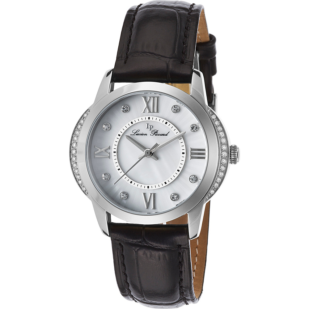 Lucien Piccard Watches Dalida Leather Band Watch Black White Pearl Silver Lucien Piccard Watches Watches