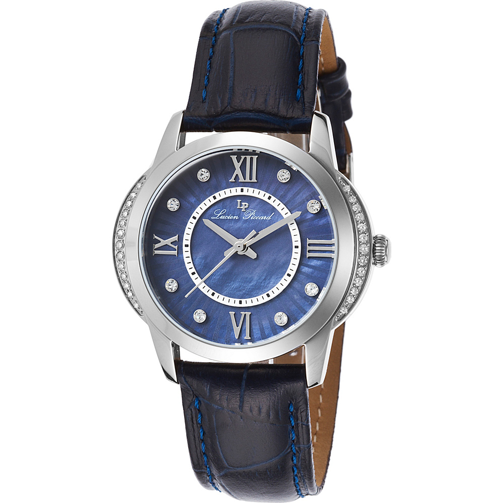 Lucien Piccard Watches Dalida Leather Band Watch Black Blue Pearl Silver Lucien Piccard Watches Watches