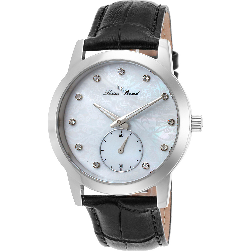 Lucien Piccard Watches Noureddine Leather Band Watch Black White Pearl Silver Lucien Piccard Watches Watches