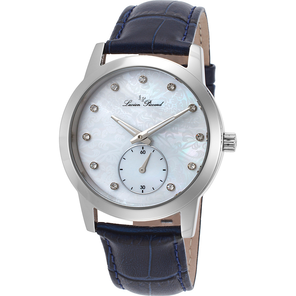Lucien Piccard Watches Noureddine Leather Band Watch Navy White Pearl Silver Lucien Piccard Watches Watches