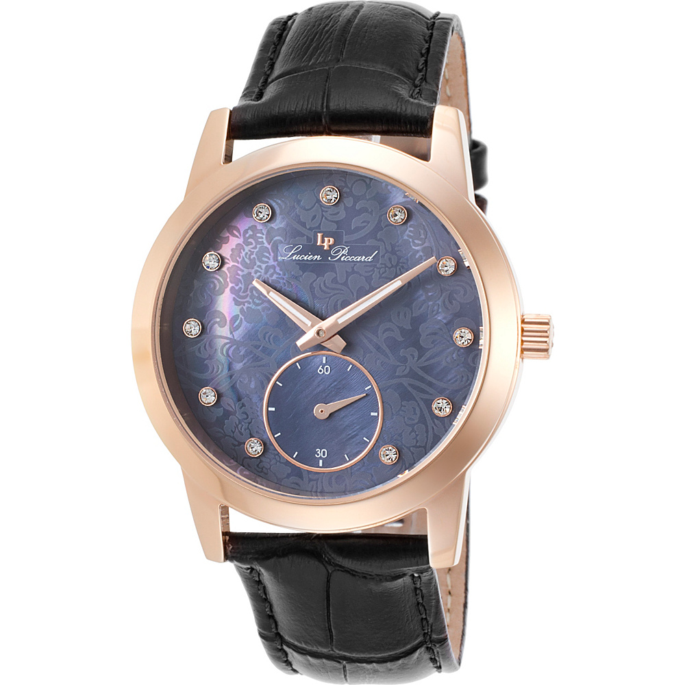 Lucien Piccard Watches Noureddine Leather Band Watch Black Black Pearl Rose Gold Lucien Piccard Watches Watches
