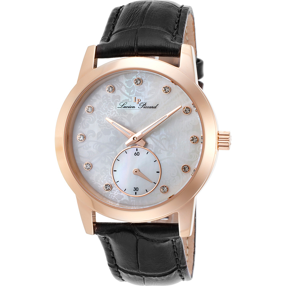 Lucien Piccard Watches Noureddine Leather Band Watch Black White Pearl Rose Gold Lucien Piccard Watches Watches