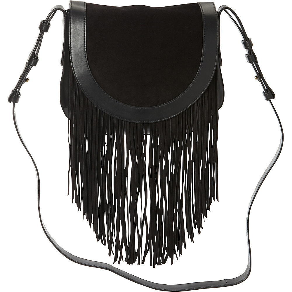 Frye Ray Fringe Saddle Bag Black Frye Designer Handbags