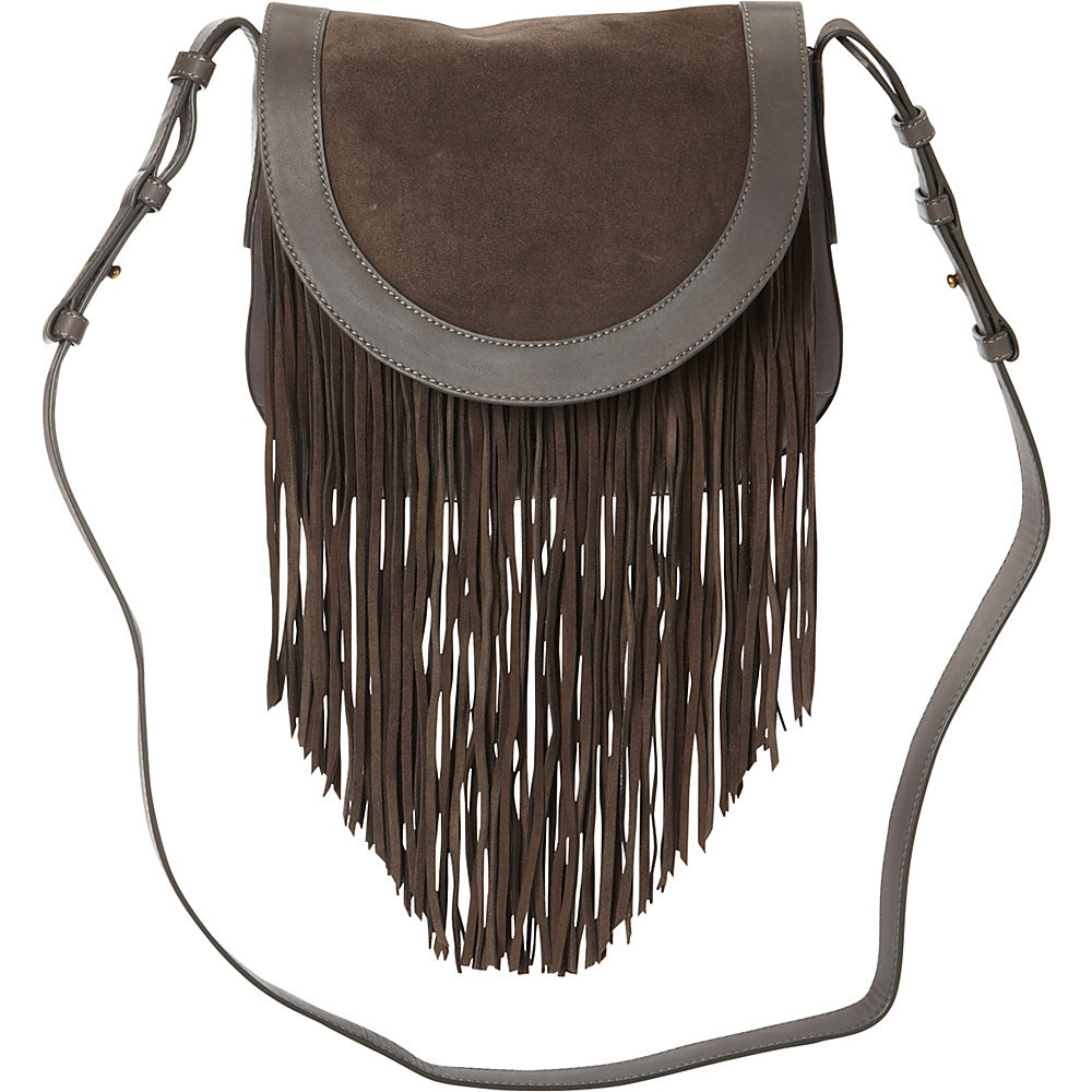 Frye Ray Fringe Saddle Bag Charcoal Frye Designer Handbags