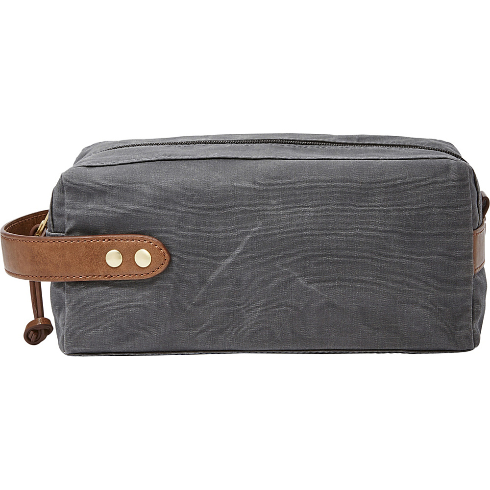 Fossil Waxed Canvas Single Zip Shave Kit Grey Fossil Toiletry Kits