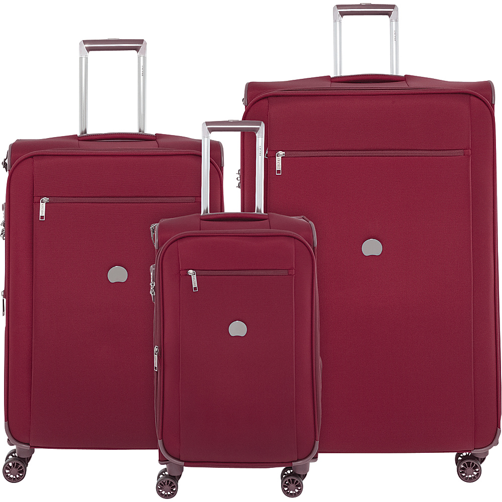 Delsey Montmartre 3 Piece Spinner Luggage Set Red Delsey Luggage Sets