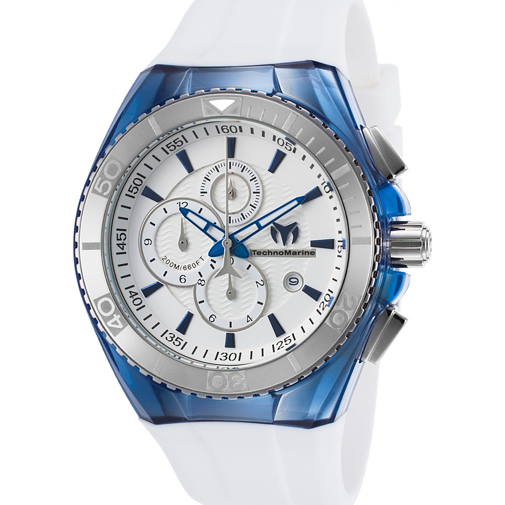 TechnoMarine Watches Mens Cruise Chrono White Silicone and Dial Blue Accents White TechnoMarine Watches Watches