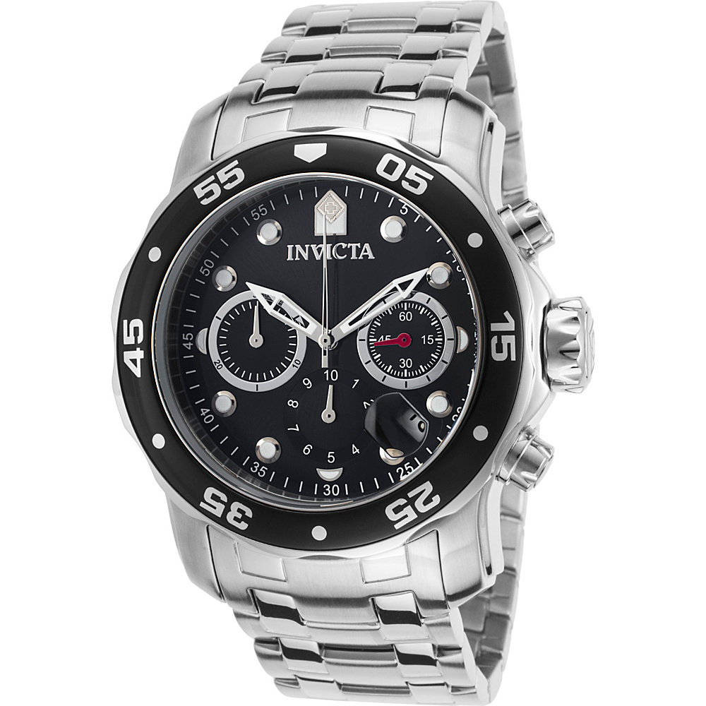 Invicta Watches Mens Pro Diver Chronograph Stainless Steel Watch Silver Black Invicta Watches Watches