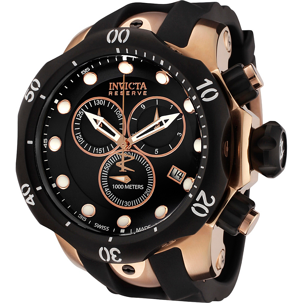 Invicta Watches Mens Venom Reserve Chronograph Polyurethane Band Watch Black Rose Gold Invicta Watches Watches
