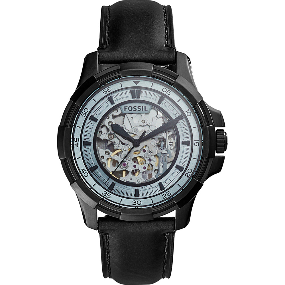 Fossil Nate Automatic Leather Watch Black Fossil Watches