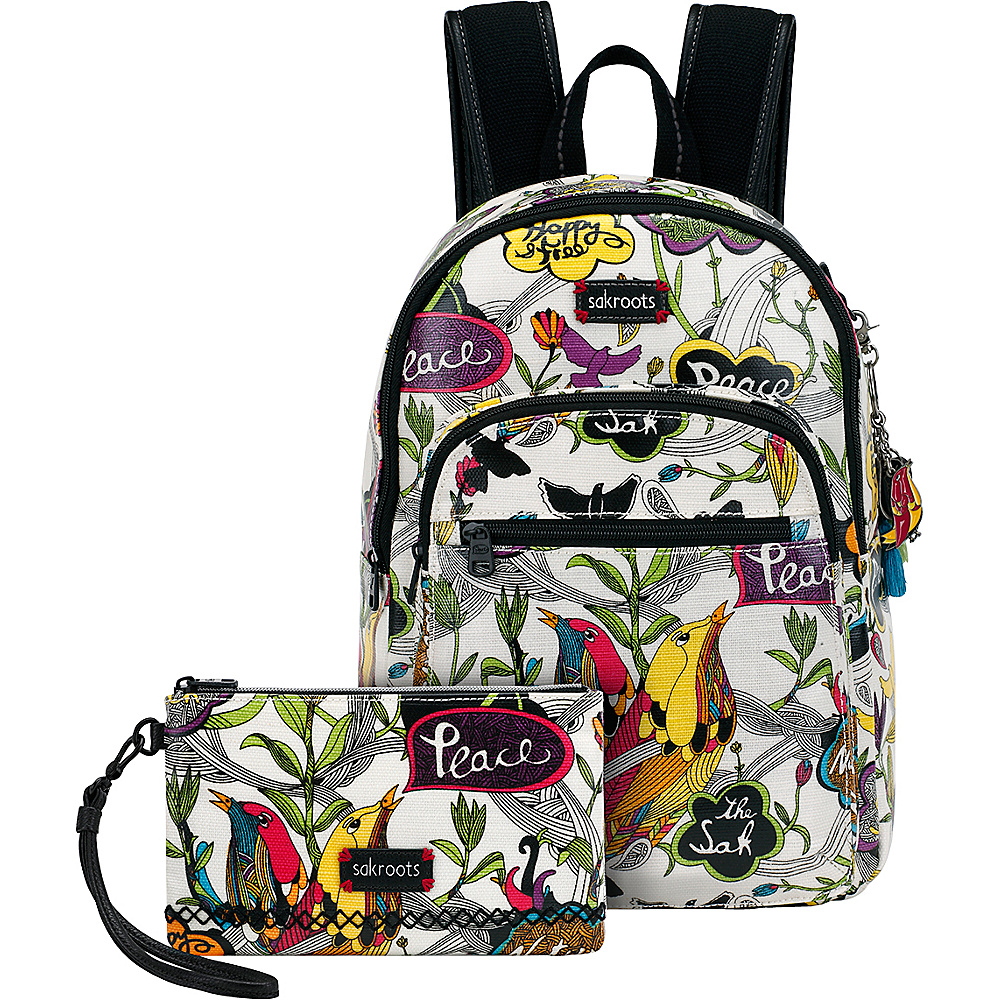 Sakroots Artist Circle Mini Backpack with Charging Wristlet Optic Peace Print Sakroots Fabric Handbags