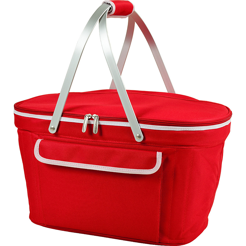 Picnic at Ascot Stylish Insulated Market Basket Picnic Tote with Sewn in Aluminum Frame Red Picnic at Ascot Outdoor Coolers