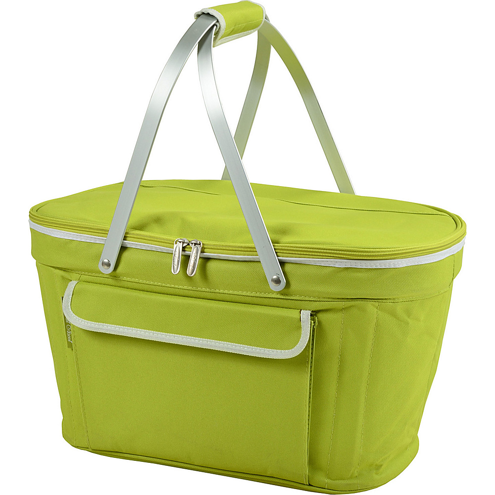Picnic at Ascot Stylish Insulated Market Basket Picnic Tote with Sewn in Aluminum Frame Apple Green Picnic at Ascot Outdoor Coolers