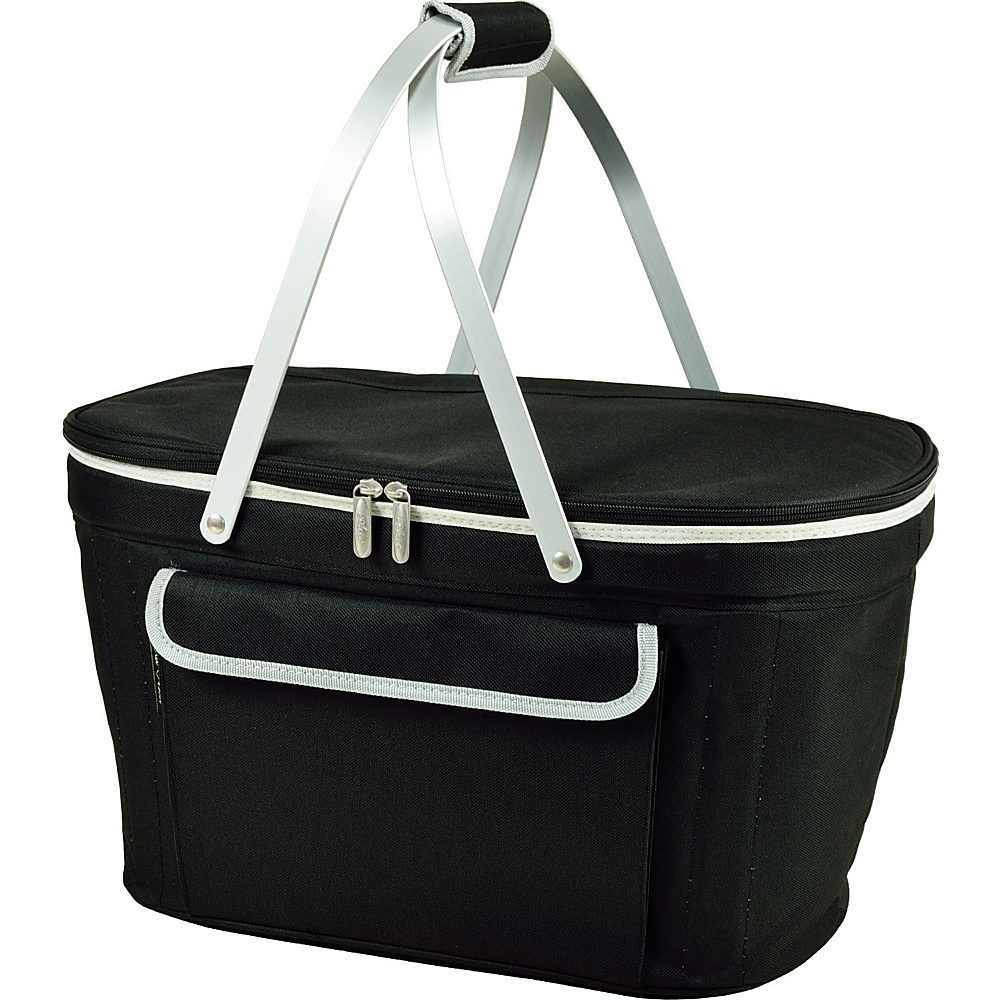 Picnic at Ascot Stylish Insulated Market Basket Picnic Tote with Sewn in Aluminum Frame Black Picnic at Ascot Outdoor Coolers