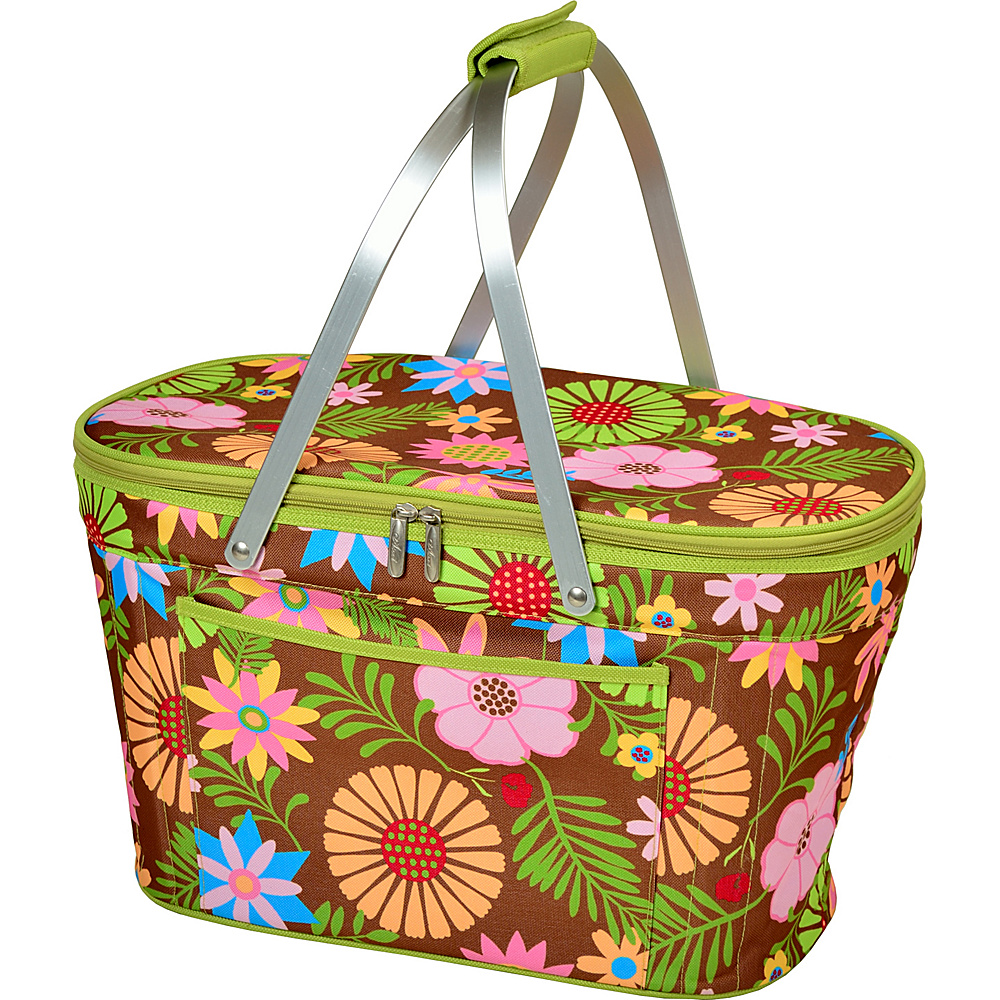Picnic at Ascot Stylish Insulated Market Basket Picnic Tote with Sewn in Aluminum Frame Floral Picnic at Ascot Outdoor Coolers