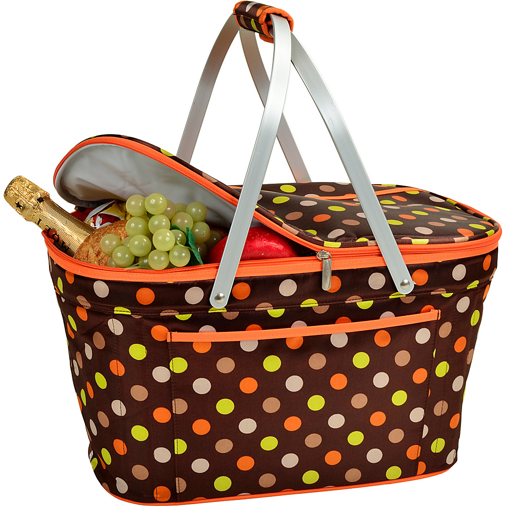 Picnic at Ascot Stylish Insulated Market Basket Picnic Tote with Sewn in Aluminum Frame Julia Dot Picnic at Ascot Outdoor Coolers