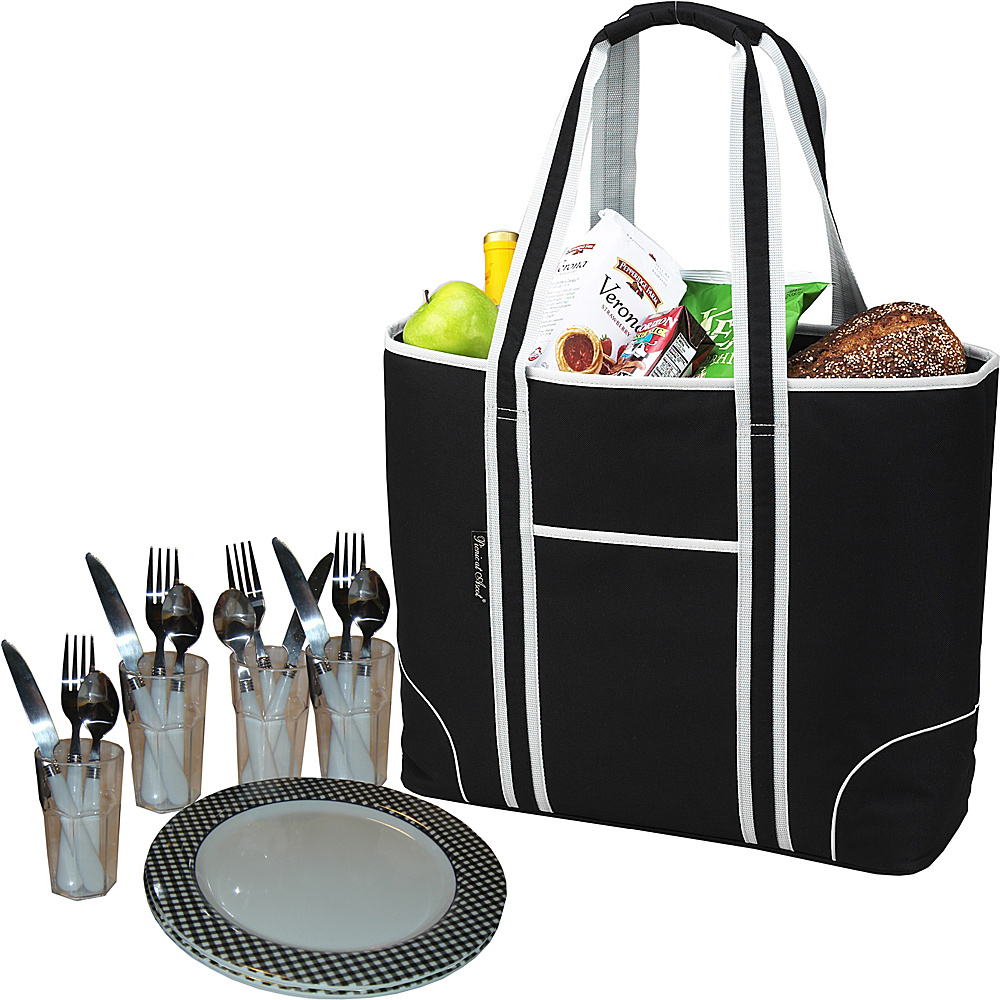 Picnic at Ascot Extra Large Insulated Picnic Bag Equipped for 4 Black Picnic at Ascot Outdoor Accessories