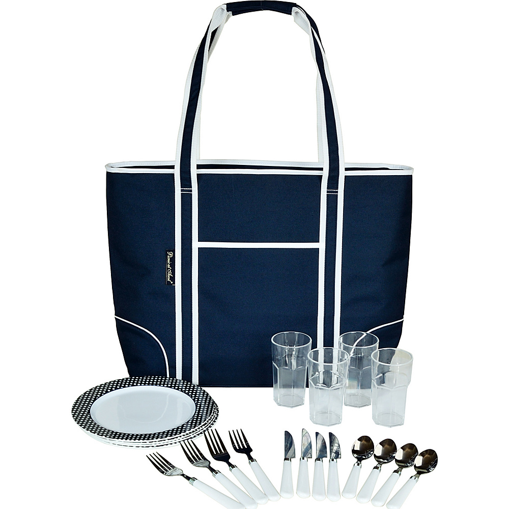 Picnic at Ascot Extra Large Insulated Picnic Bag Equipped for 4 Blue amp; White Picnic at Ascot Outdoor Accessories