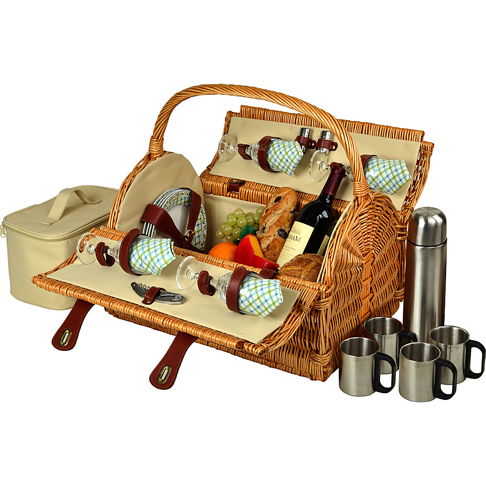 Picnic at Ascot Yorkshire Willow Picnic Basket with Service for 4 with Coffee Set Wicker w Gazebo Picnic at Ascot Outdoor Accessories