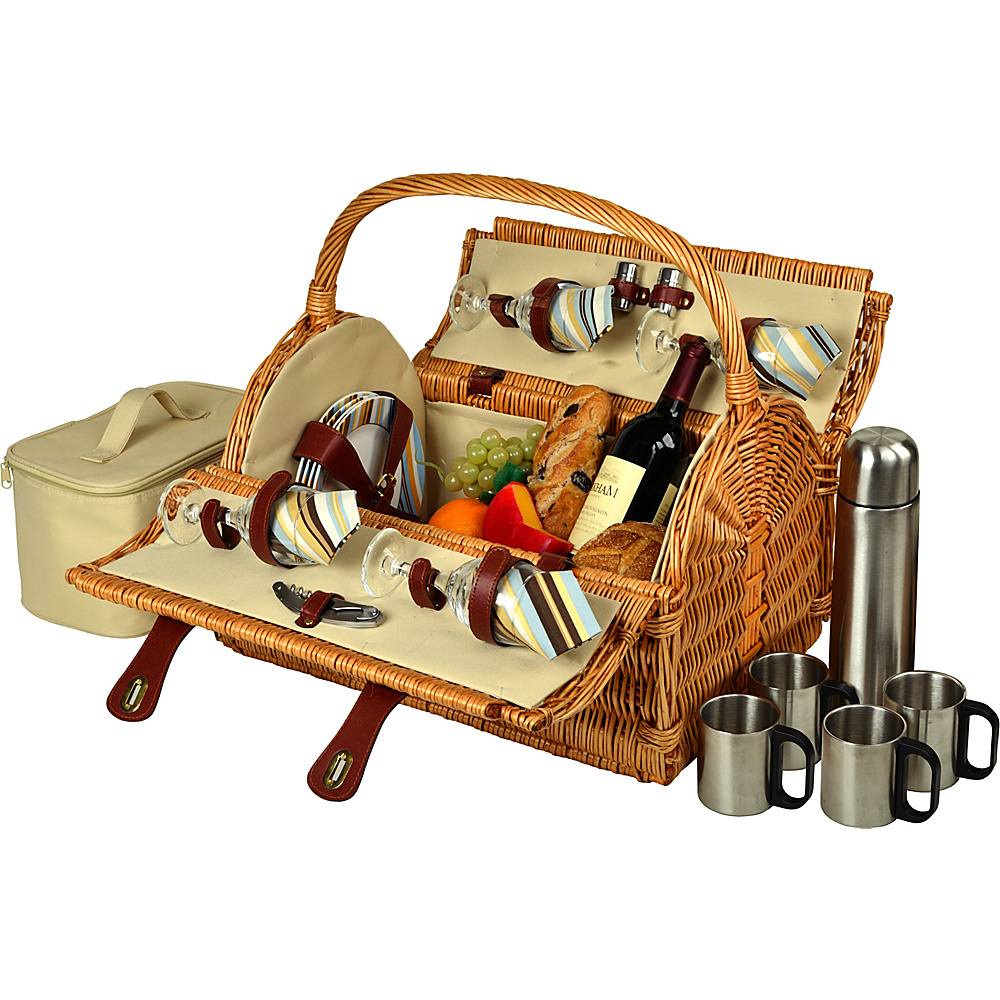 Picnic at Ascot Yorkshire Willow Picnic Basket with Service for 4 with Coffee Set Wicker w Santa Cruz Picnic at Ascot Outdoor Accessories