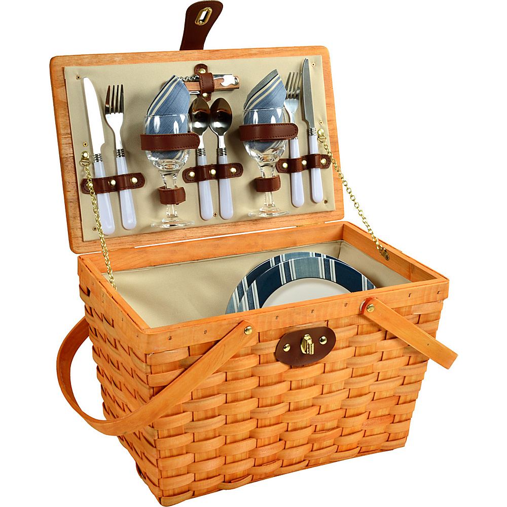 Picnic at Ascot Frisco Traditional American Style Picnic Basket with Service for 2 Honey Aegean Picnic at Ascot Outdoor Accessories