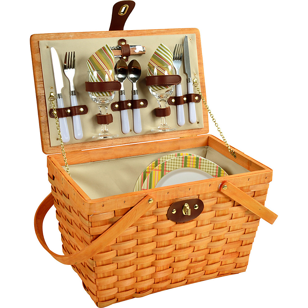 Picnic at Ascot Frisco Traditional American Style Picnic Basket with Service for 2 Honey Hamptons Picnic at Ascot Outdoor Accessories