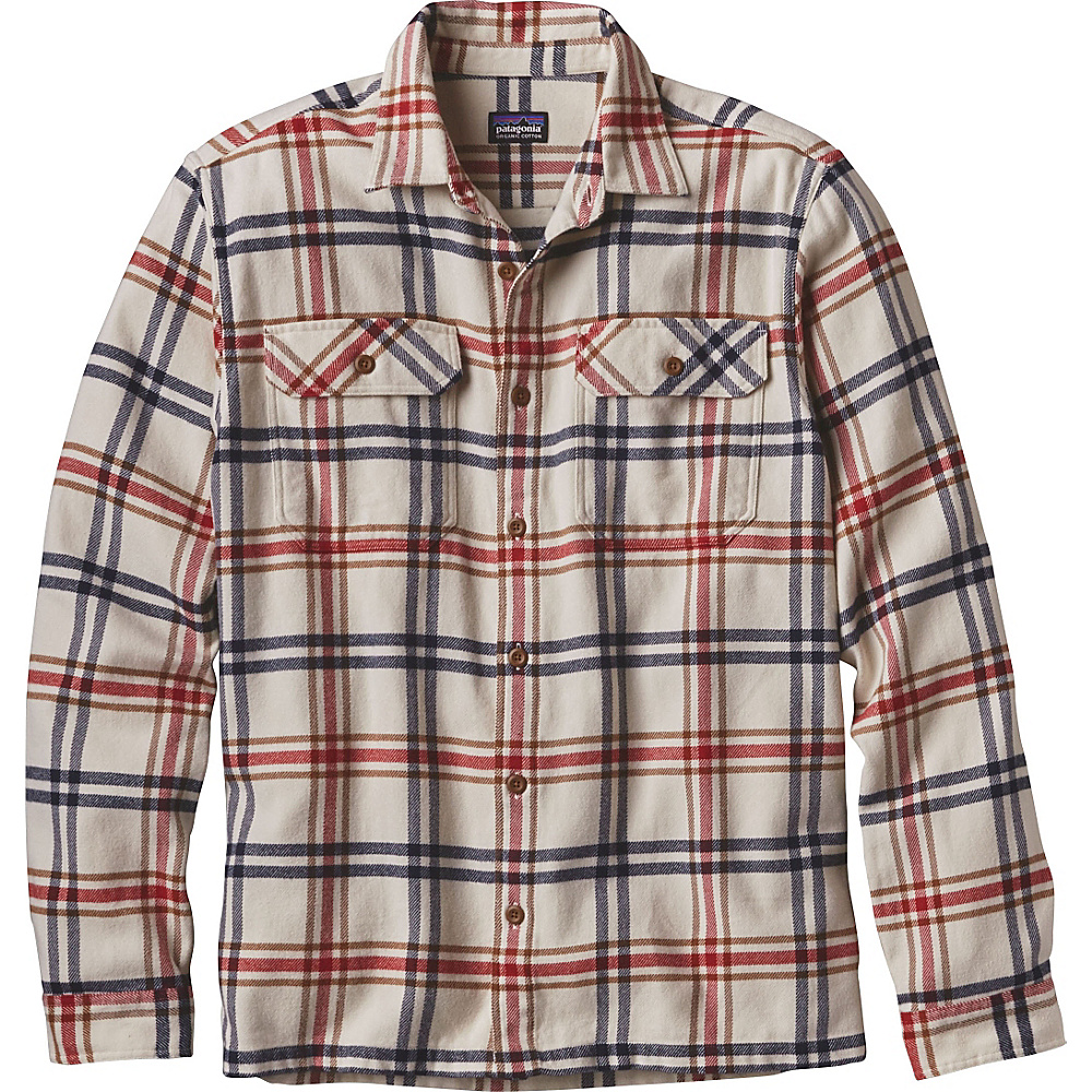 Patagonia Mens Long Sleeve Fjord Flannel L Windrow Toasted White Patagonia Men s Apparel