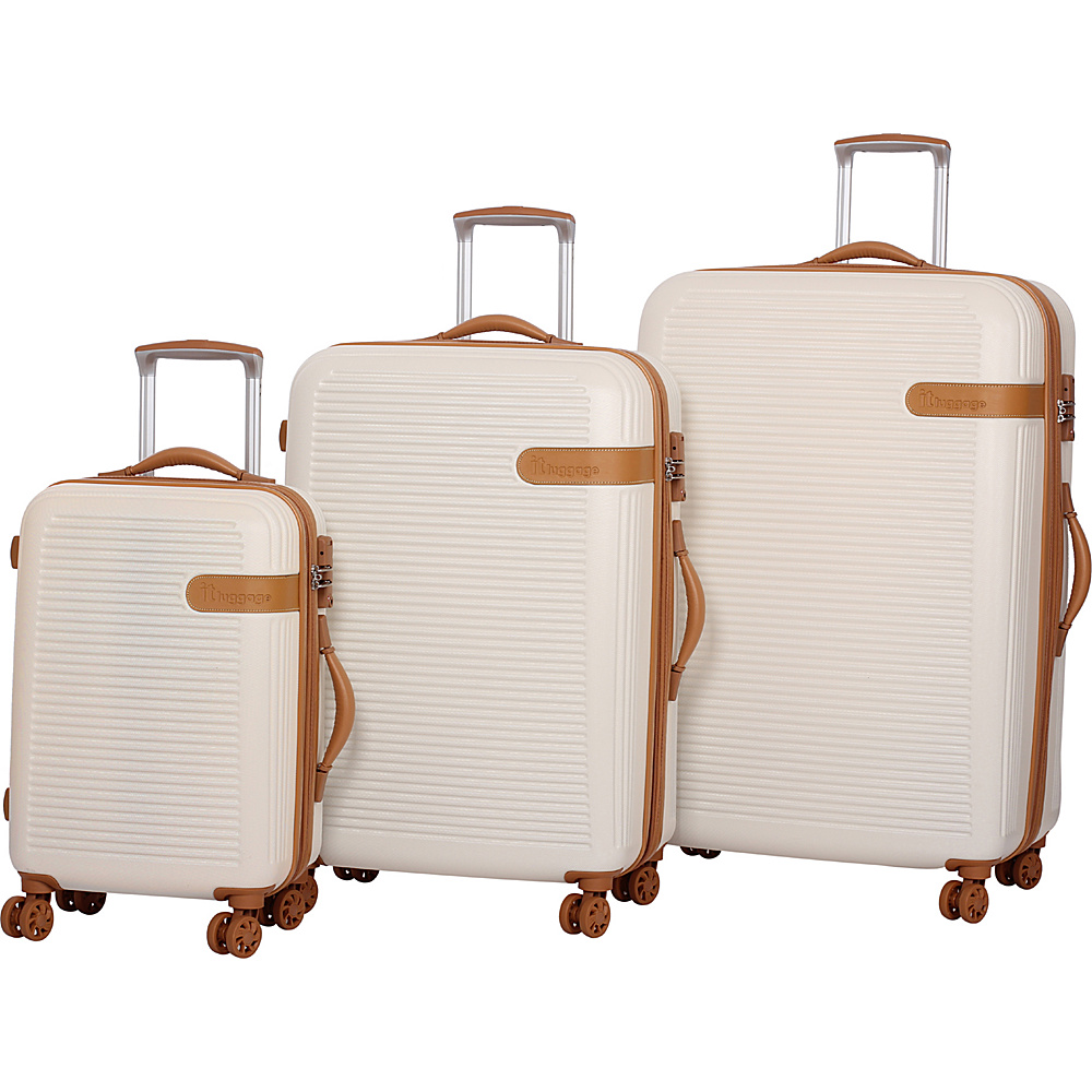 it luggage Valiant Hardside 8 Wheel 3 Piece Set Cream with Almond Trim it luggage Luggage Sets