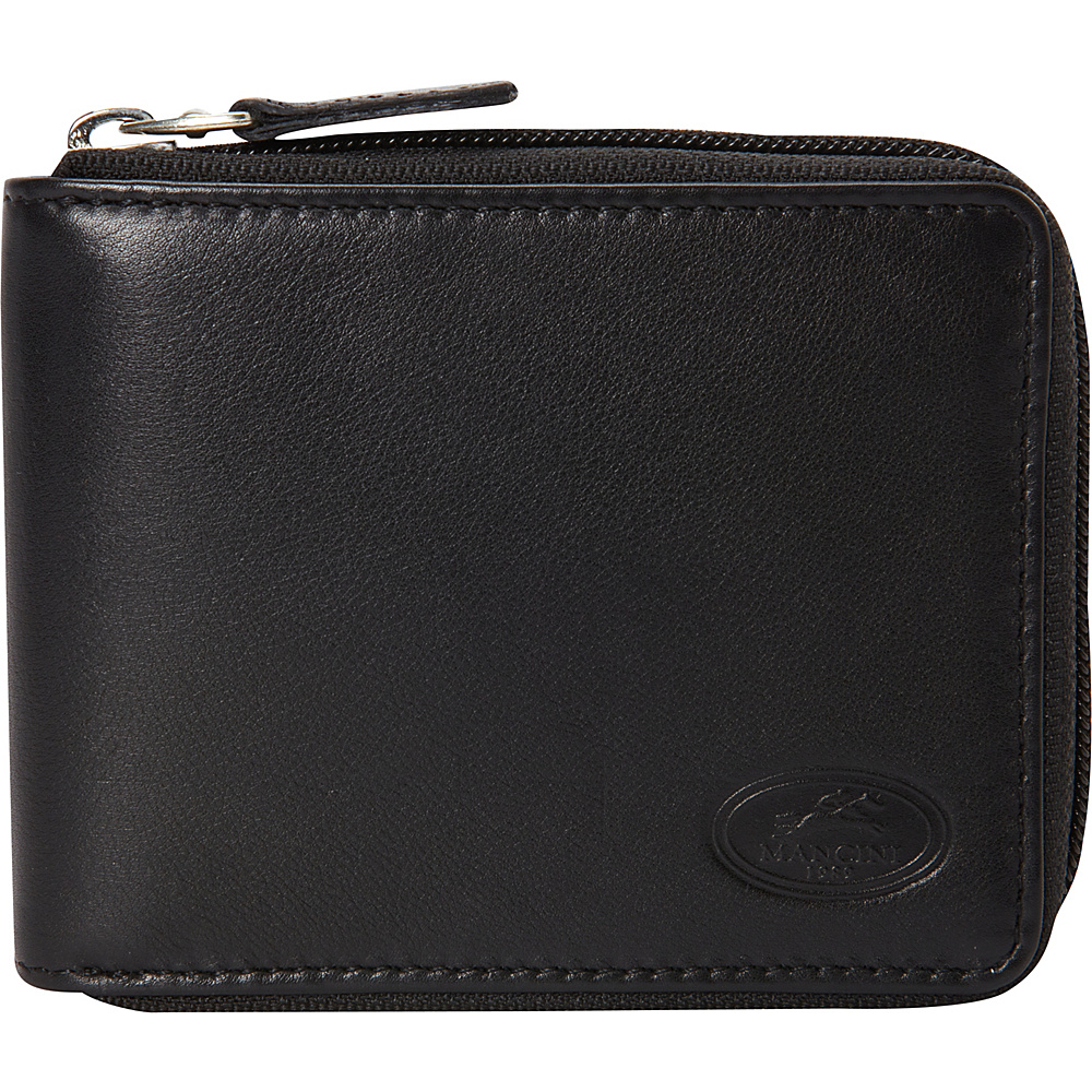 Mancini Leather Goods RFID Secure Mens Zippered Wallet Black Mancini Leather Goods Men s Wallets