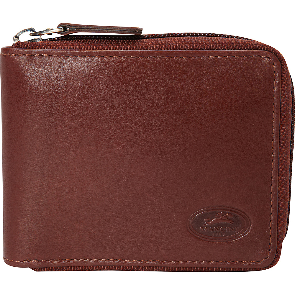 Mancini Leather Goods RFID Secure Mens Zippered Wallet Cognac Mancini Leather Goods Men s Wallets