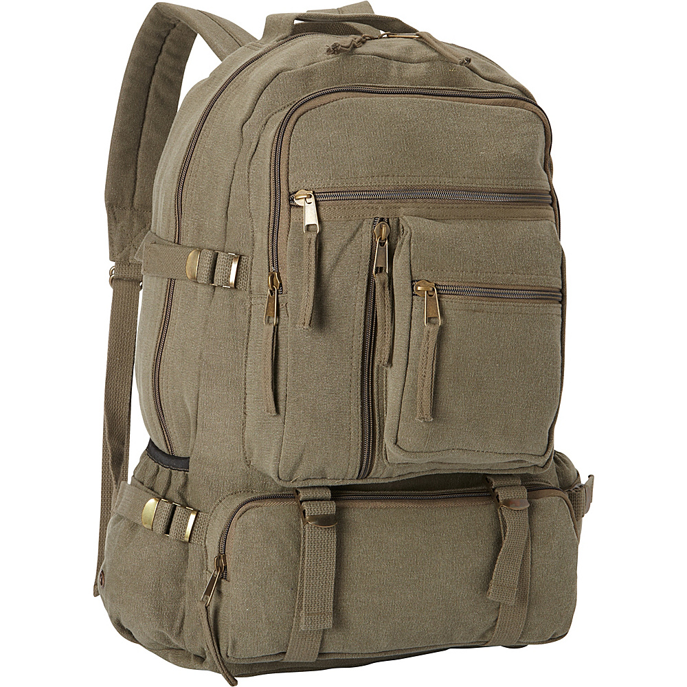 Fox Outdoor Retro Cantabrian Excursion Rucksack No Leather Trim Olive Drab Fox Outdoor Everyday Backpacks