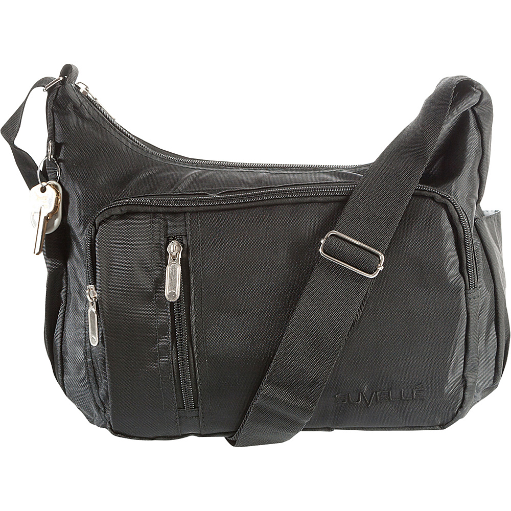 Suvelle Slouch Travel Everyday Shoulder Bag Black Suvelle Fabric Handbags