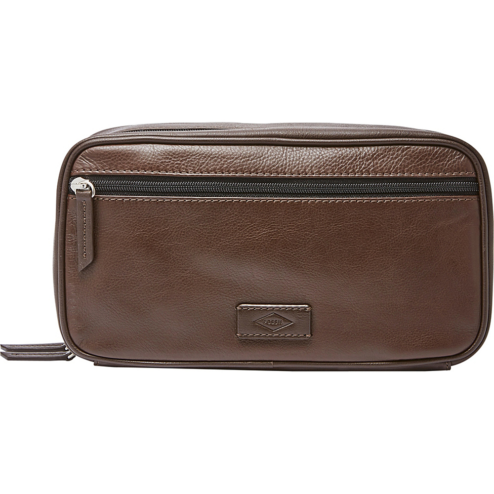 Fossil Double Zip Shave Kit Brown Fossil Packable Bags
